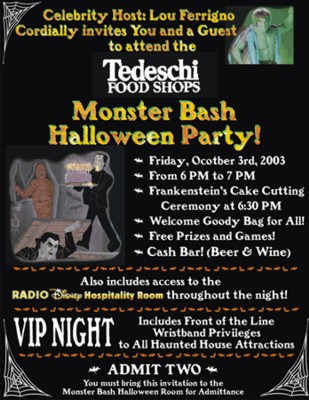 Corporate Halloween Party Invitation for Spooky World Theme Park, Foxboro, MA